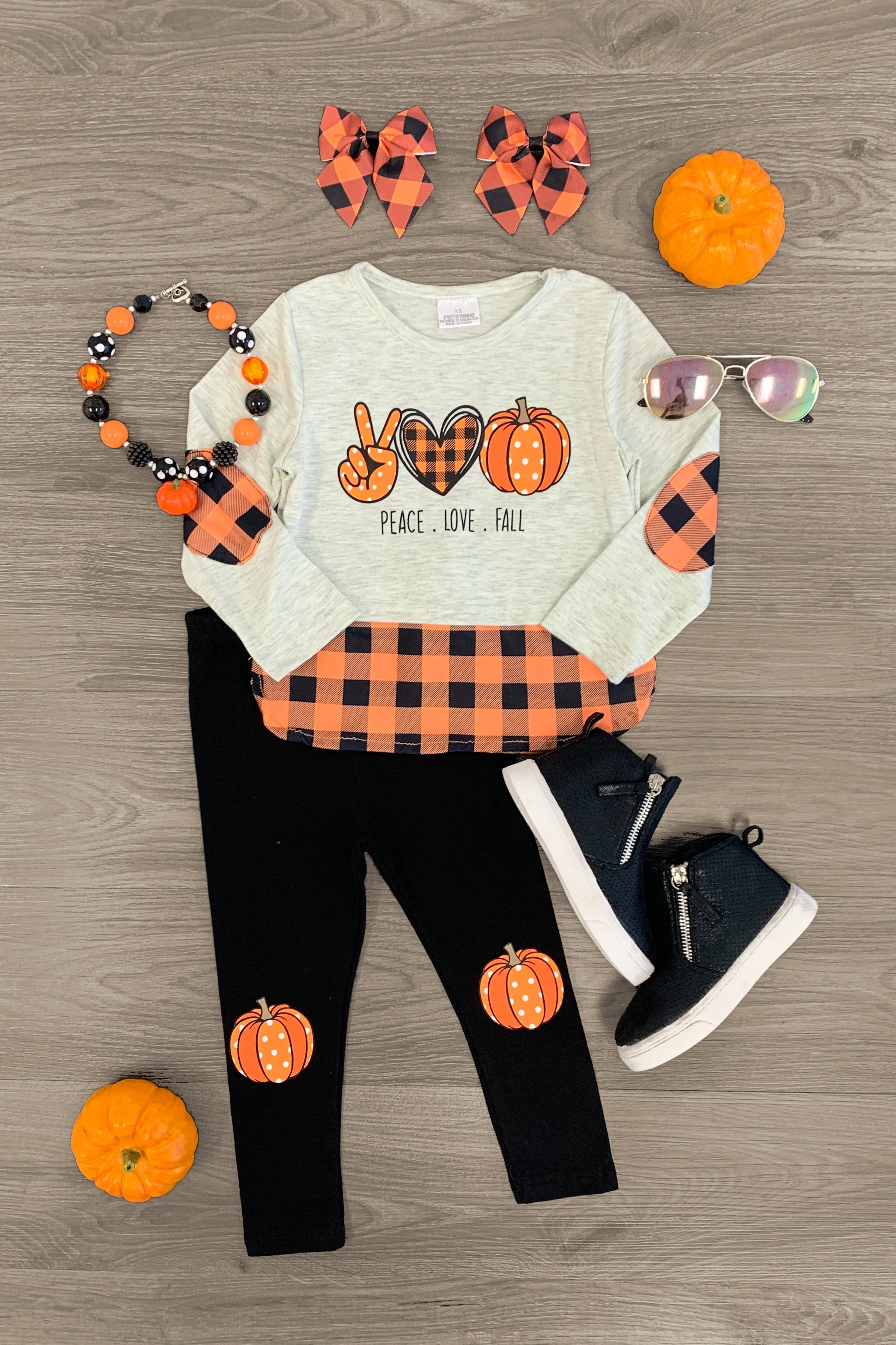 "Peace Love Fall" Pumpkin Legging Set