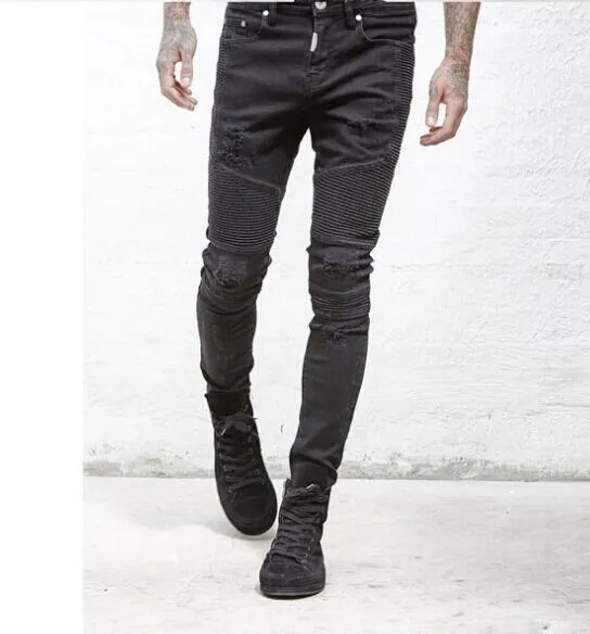 Street Ripped 3D Cutting Slim Elastic Jeans