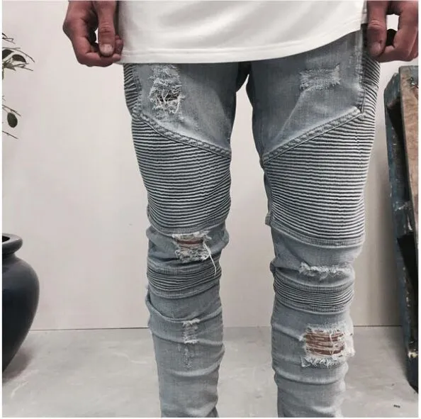 Street Ripped 3D Cutting Slim Elastic Jeans