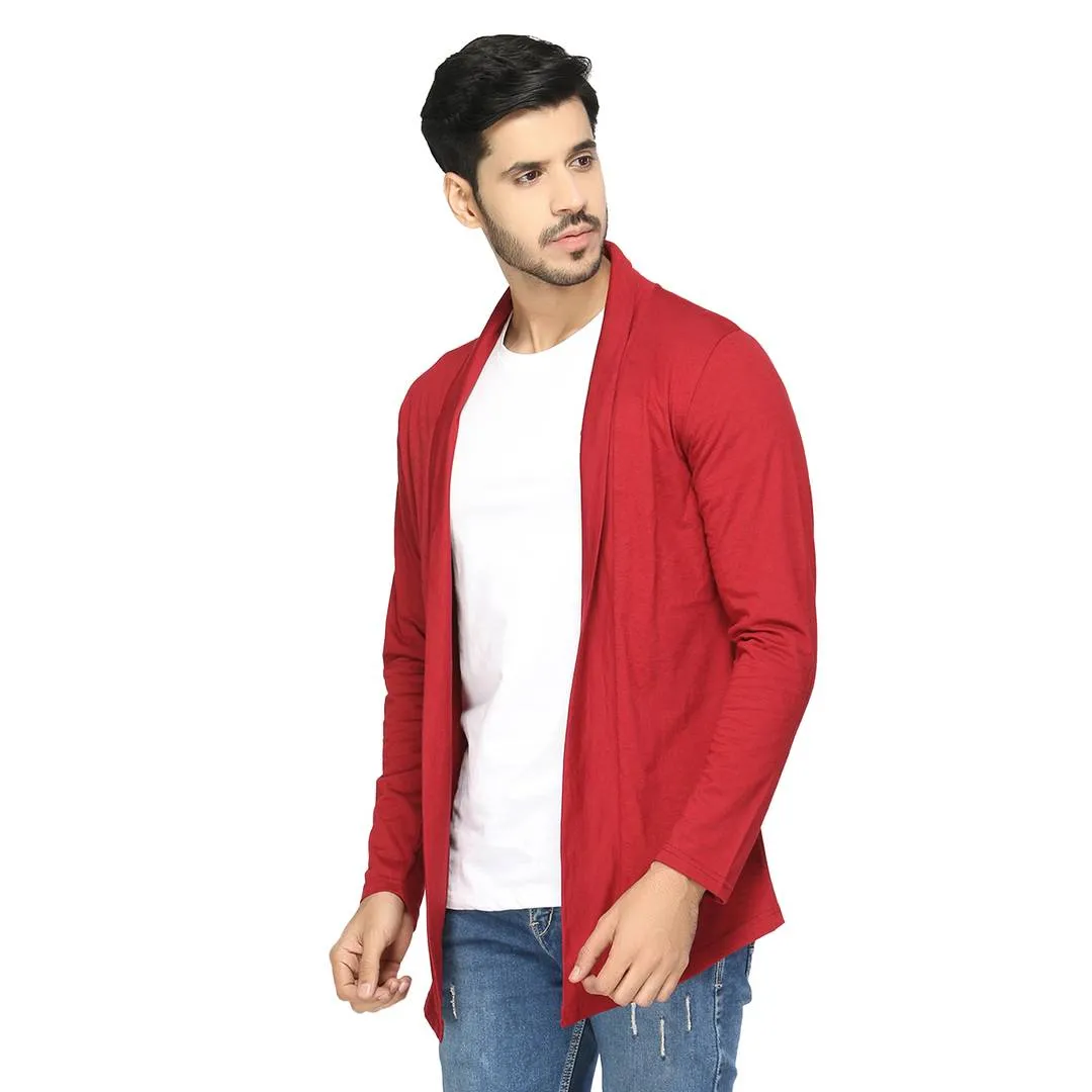 Stylish Maroon Cotton Solid Shrug For Men