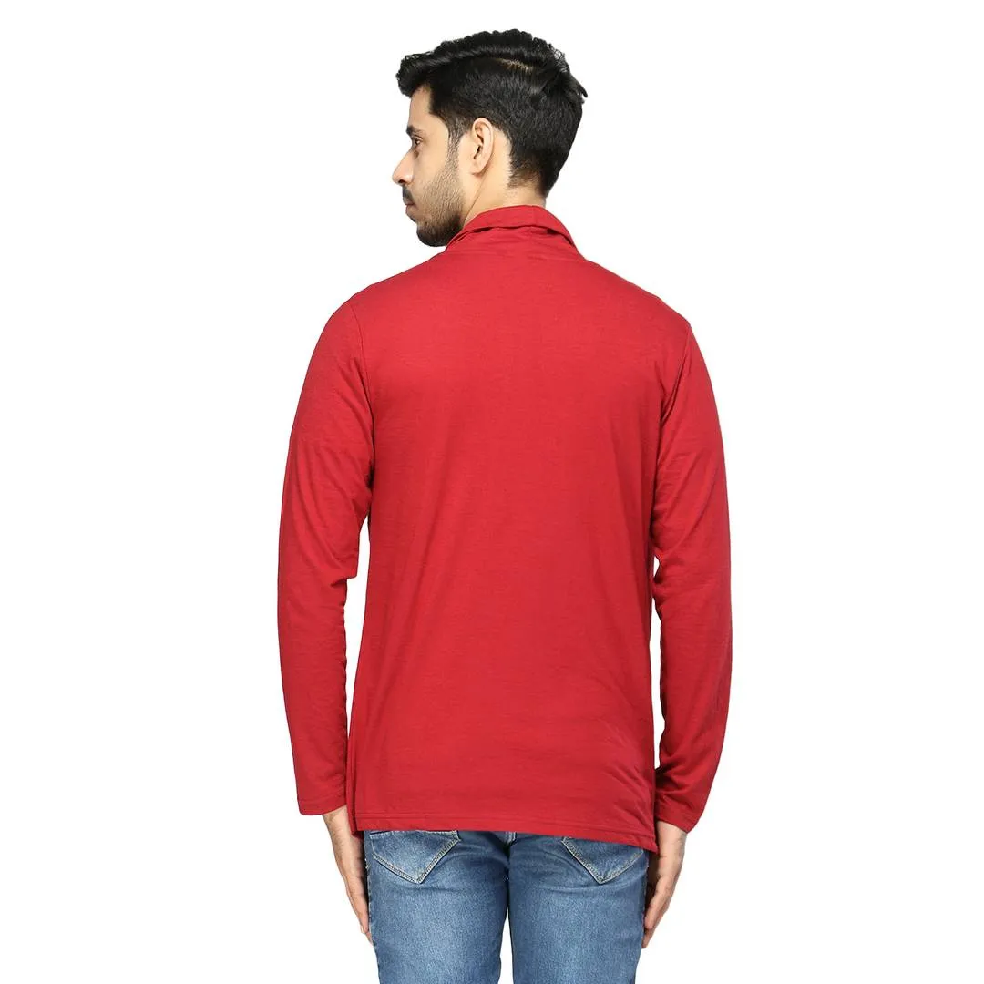 Stylish Maroon Cotton Solid Shrug For Men