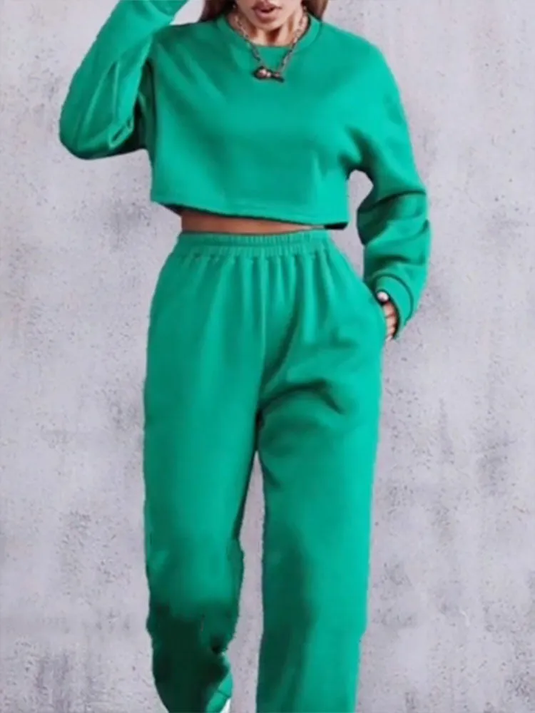 Sweatshirt Tracksuit Casual Loose Pullover Tops And Elastic Waist