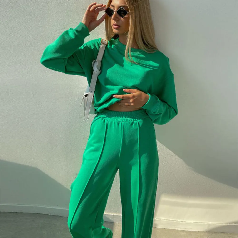 Sweatshirt Tracksuit Casual Loose Pullover Tops And Elastic Waist