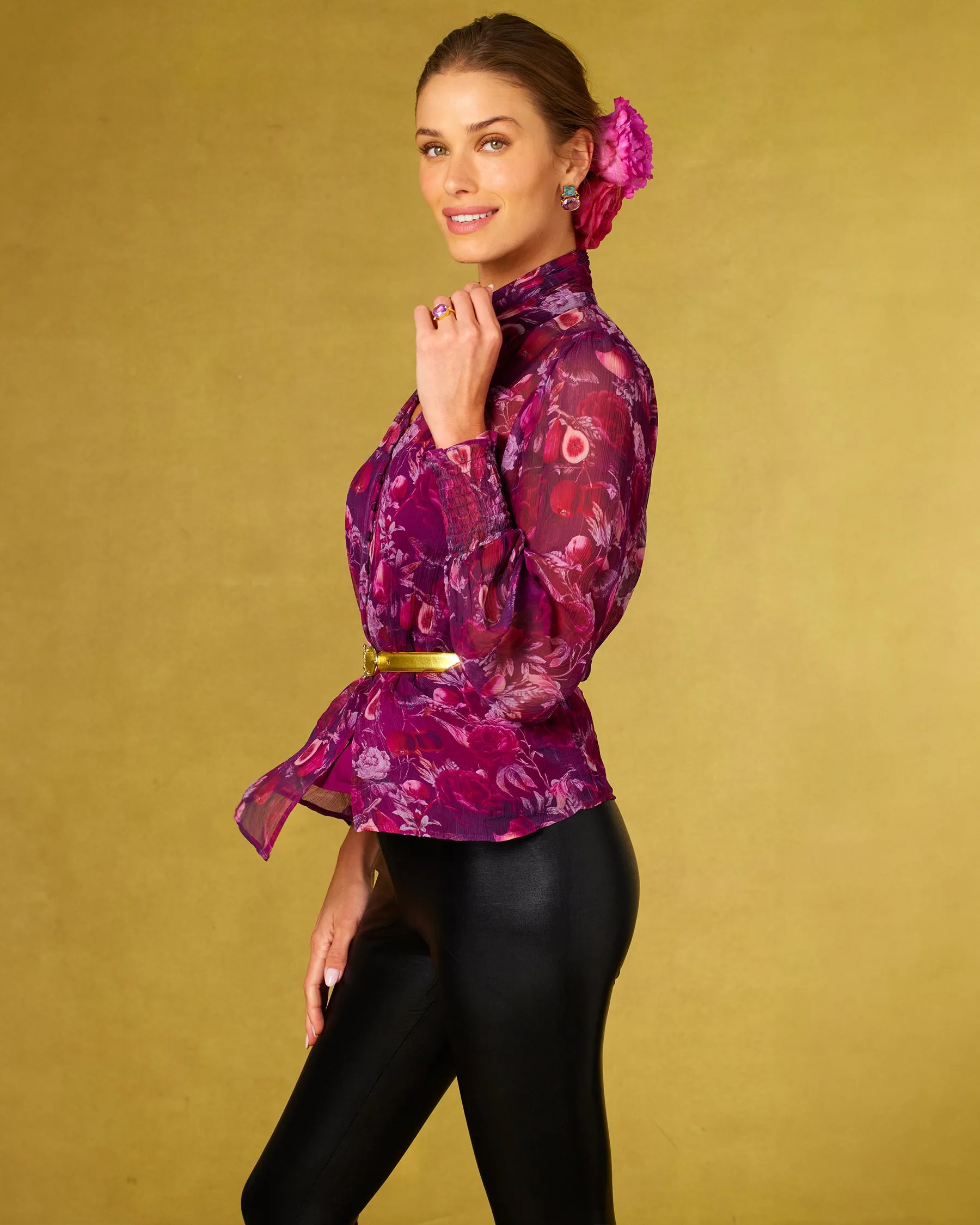 Tess Crinkle Chiffon Blouse in Opulent Harvest