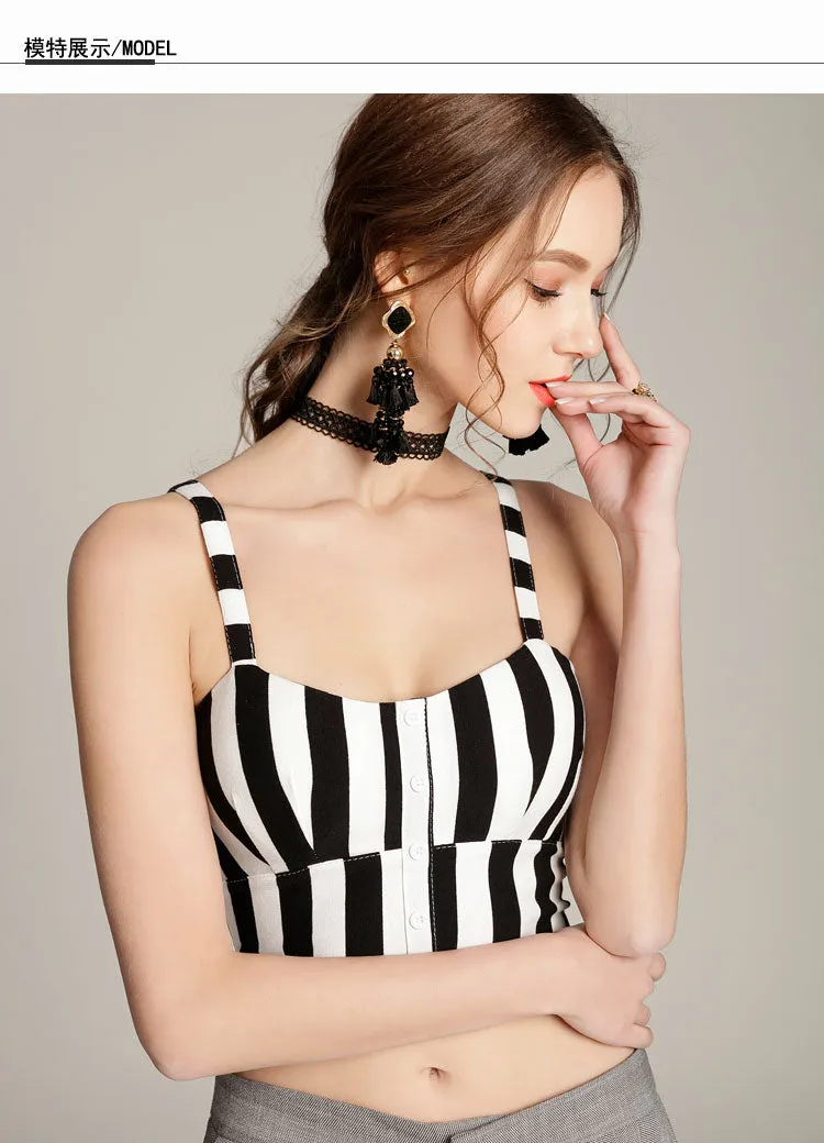 VenusFox Cami Striped Sexy Cropped Tops