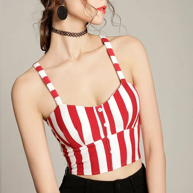 VenusFox Cami Striped Sexy Cropped Tops