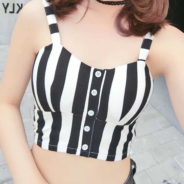 VenusFox Cami Striped Sexy Cropped Tops