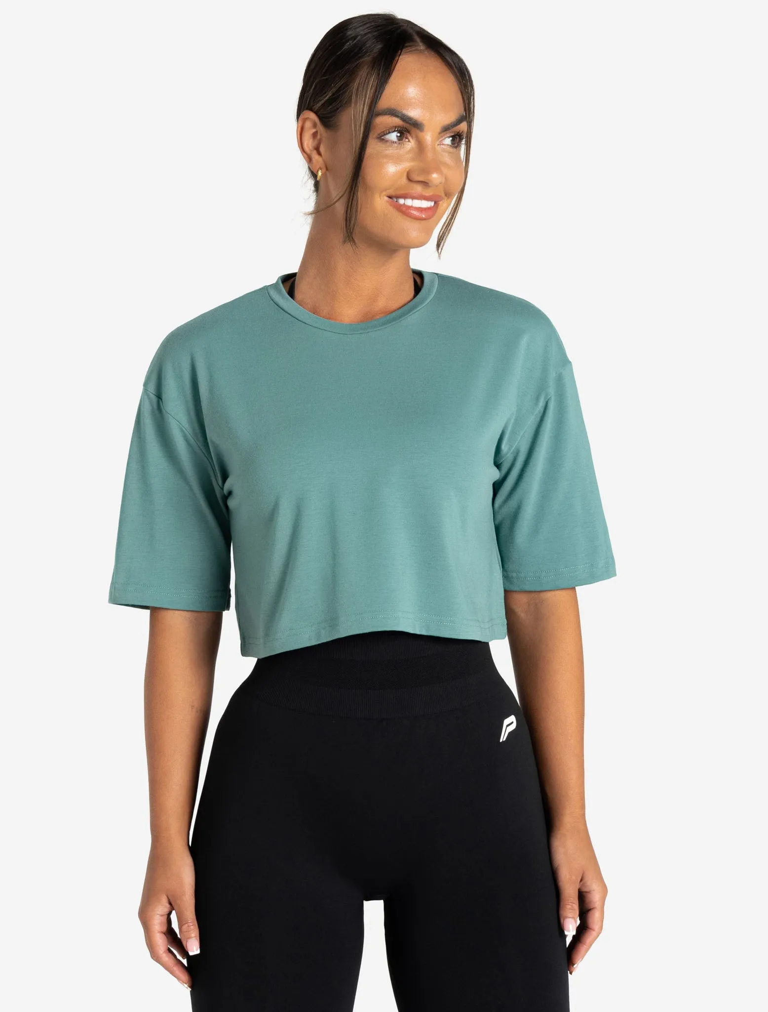 Wave Crop T-Shirt - Teal