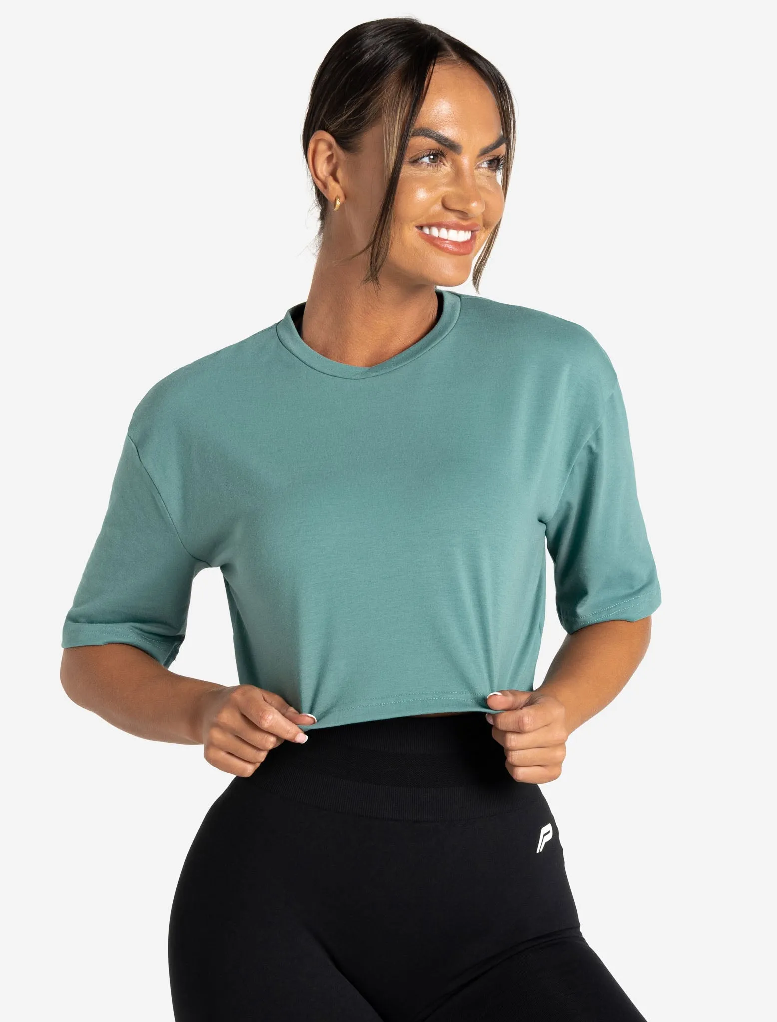 Wave Crop T-Shirt - Teal