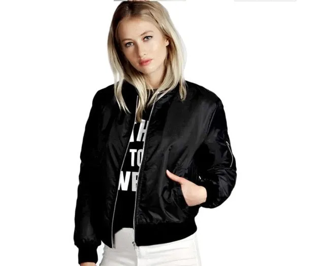 Windbreaker Jacket Coats Long Sleeve Basic Bomber Jacket