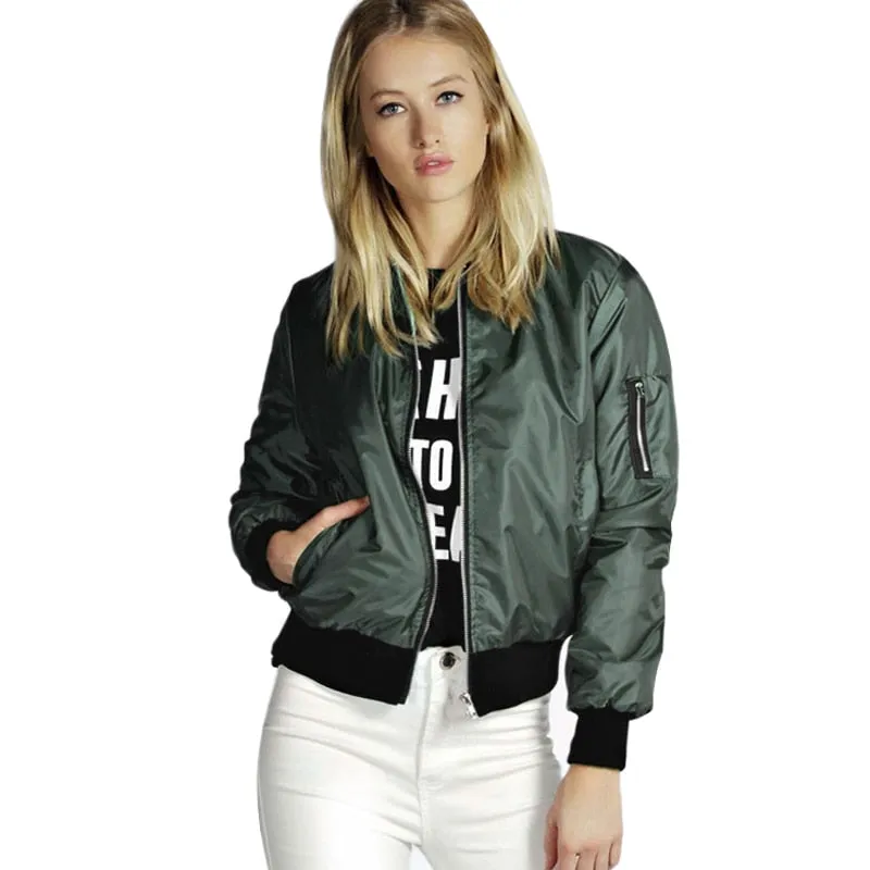 Windbreaker Jacket Coats Long Sleeve Basic Bomber Jacket