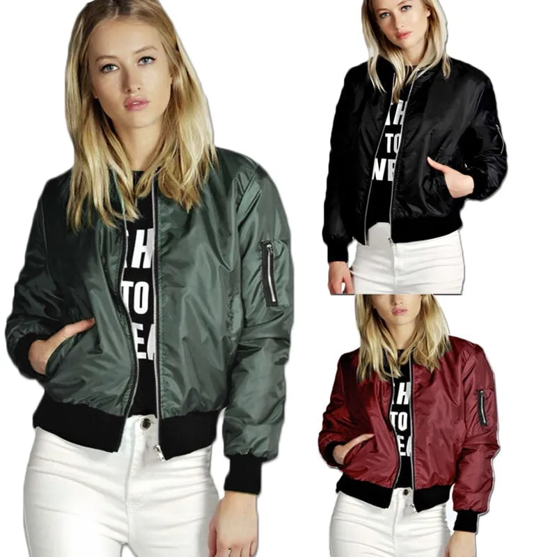 Windbreaker Jacket Coats Long Sleeve Basic Bomber Jacket