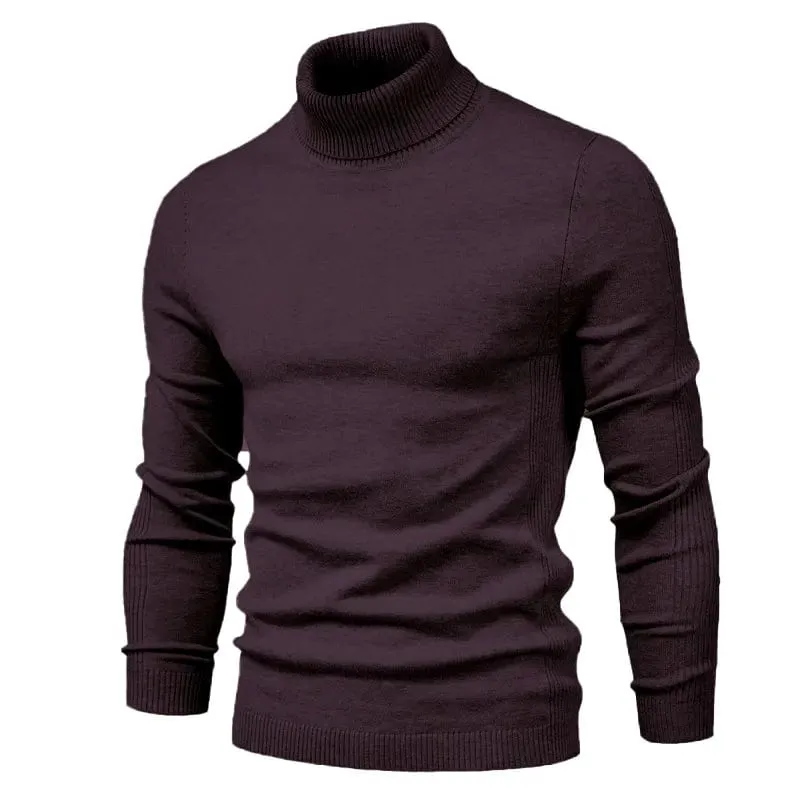 Winter Elegance: Casual Solid Colour Turtleneck Sweater for Men, Combining Quality, Warmth, and Slim Style