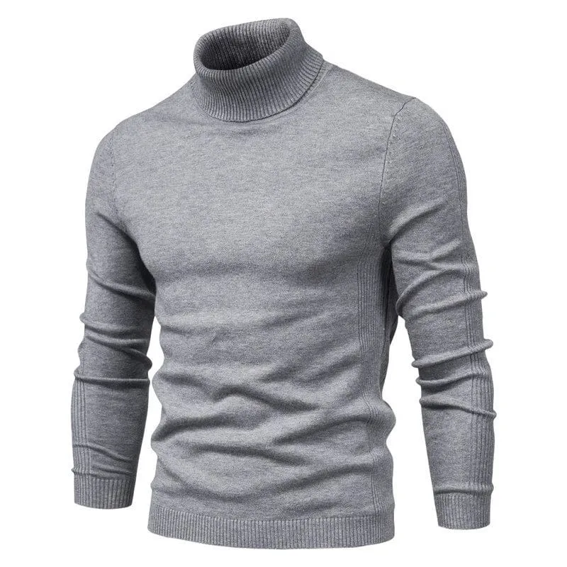 Winter Elegance: Casual Solid Colour Turtleneck Sweater for Men, Combining Quality, Warmth, and Slim Style