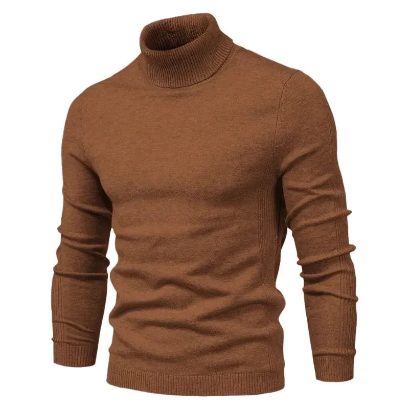 Winter Elegance: Casual Solid Colour Turtleneck Sweater for Men, Combining Quality, Warmth, and Slim Style