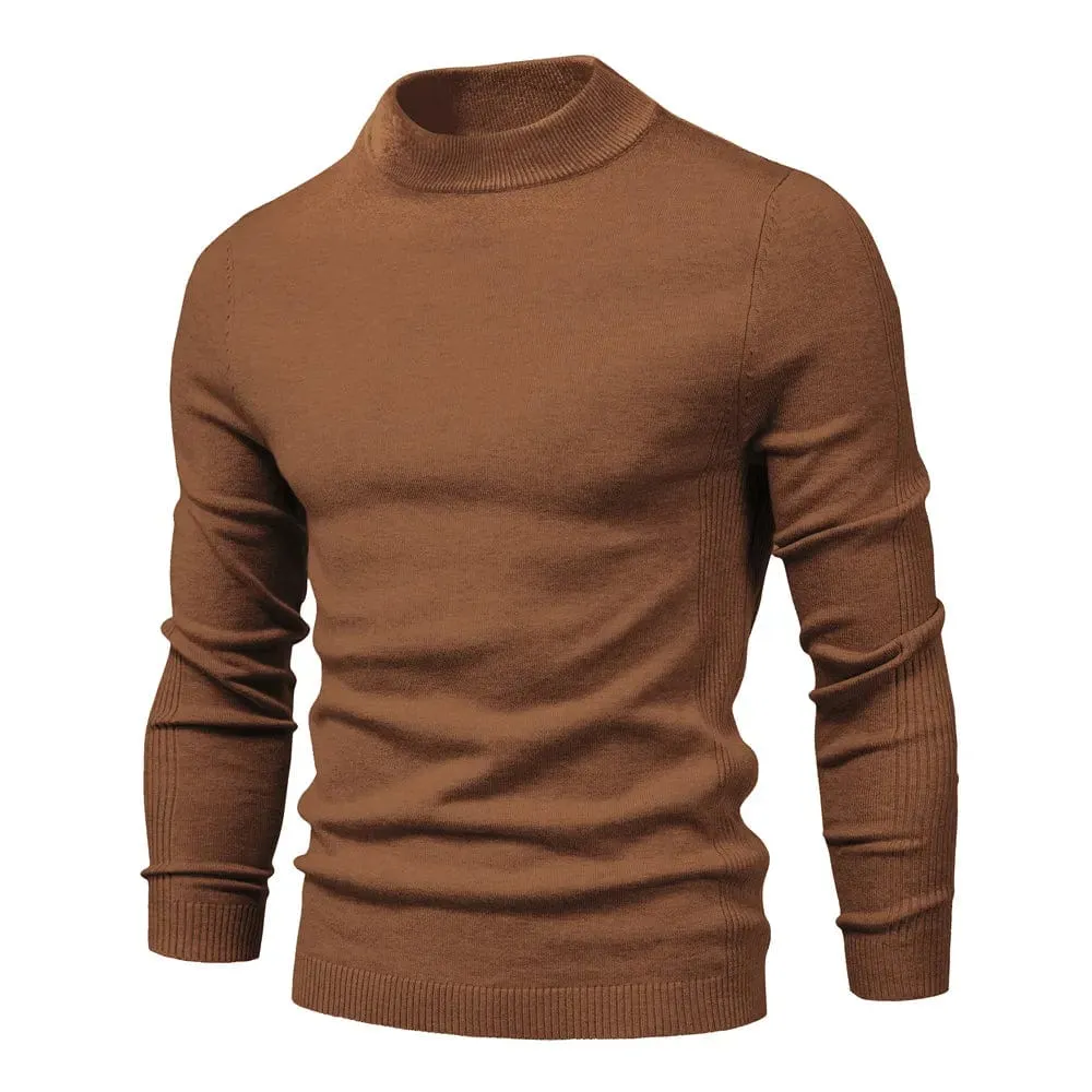 Winter Elegance: Casual Solid Colour Turtleneck Sweater for Men, Combining Quality, Warmth, and Slim Style