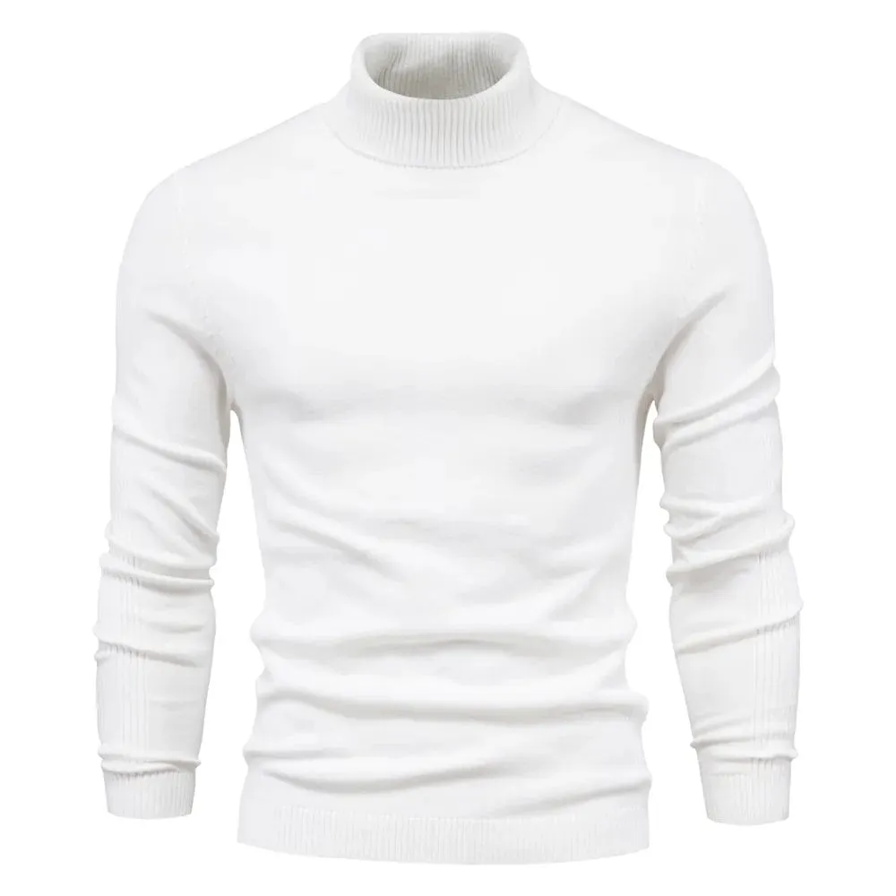 Winter Elegance: Casual Solid Colour Turtleneck Sweater for Men, Combining Quality, Warmth, and Slim Style