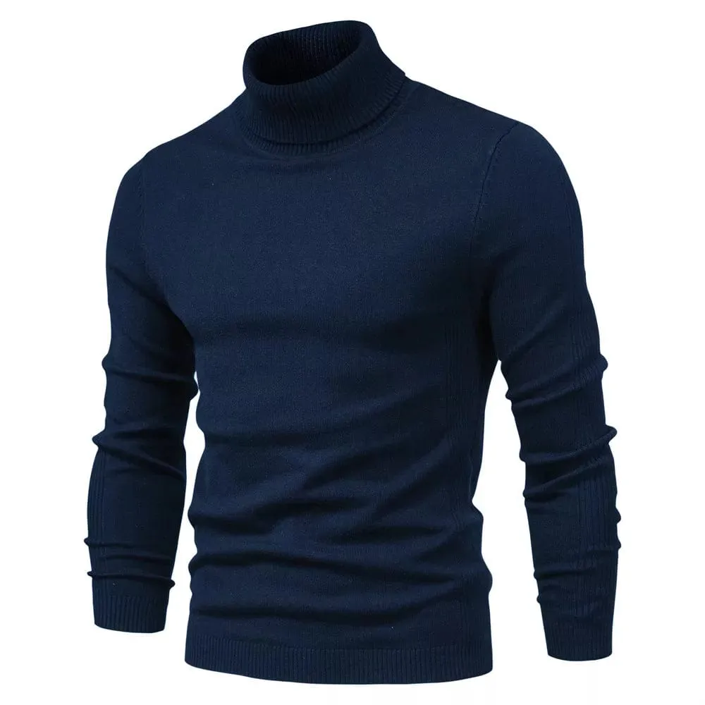 Winter Elegance: Casual Solid Colour Turtleneck Sweater for Men, Combining Quality, Warmth, and Slim Style