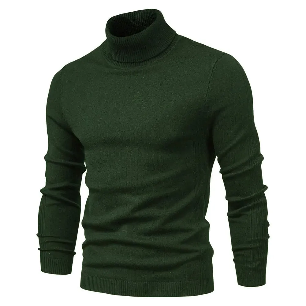 Winter Elegance: Casual Solid Colour Turtleneck Sweater for Men, Combining Quality, Warmth, and Slim Style