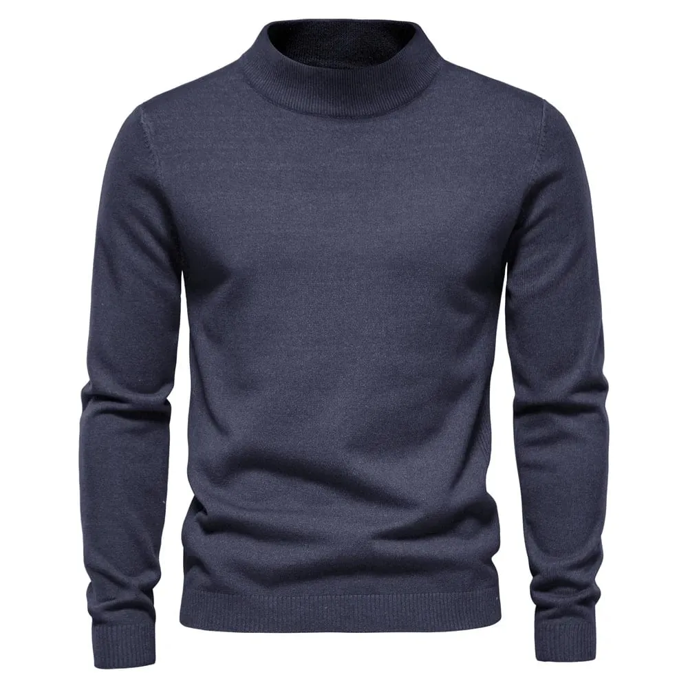 Winter Elegance: Casual Solid Colour Turtleneck Sweater for Men, Combining Quality, Warmth, and Slim Style