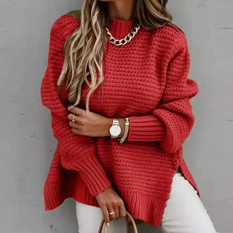 Women Sweaters O-Neck Solid Pullovers Sweater Knitted Tops Long Sleeve Knitted Tops for Women Autumn Jumpers