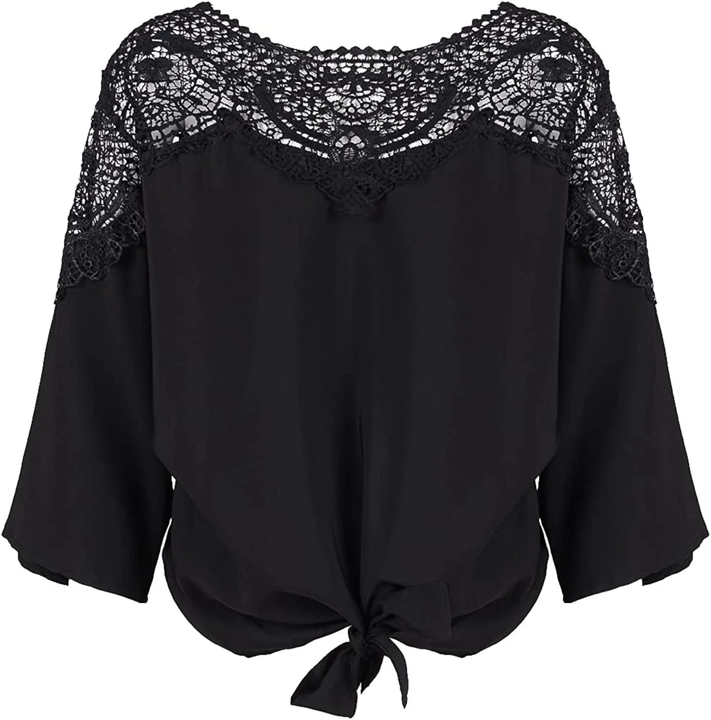 Women's Cute Flower Blouse Top Long Sleeve Lace Crochet Shirt