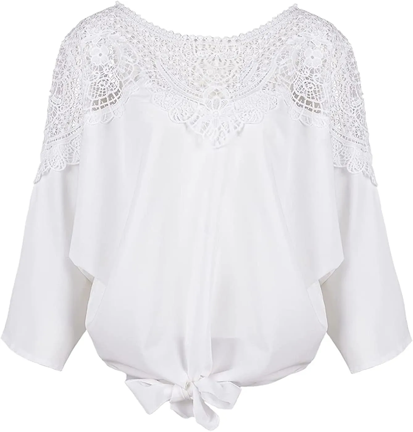 Women's Cute Flower Blouse Top Long Sleeve Lace Crochet Shirt