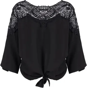 Women's Cute Flower Blouse Top Long Sleeve Lace Crochet Shirt